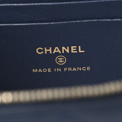 Chanel Lambskin Quilted Metal Small Top Handle Vanity Case With Chain Blue 6 of 12