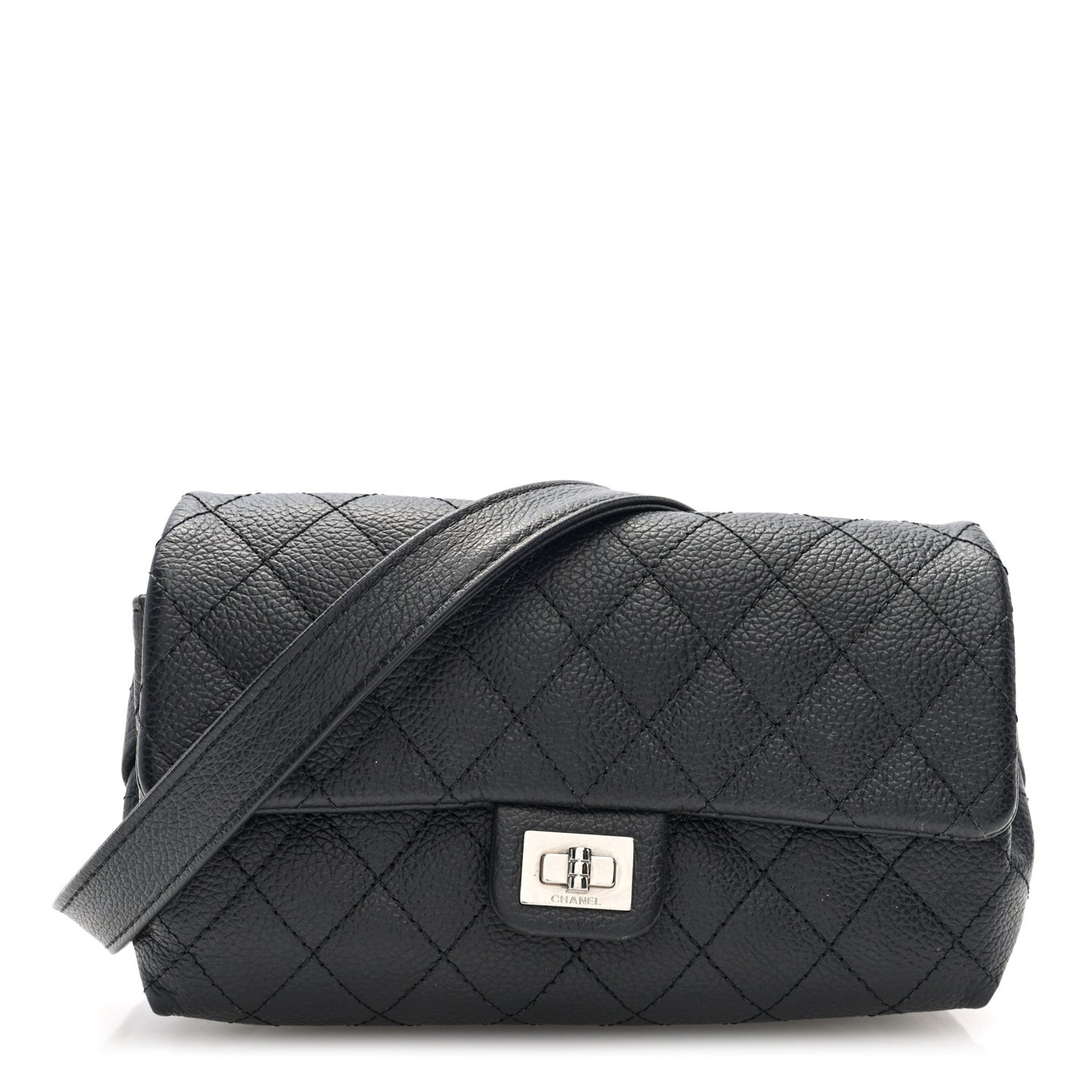 Grained Calfskin Quilted 2.55 Reissue Flap Belt Bag. Clutch Black
