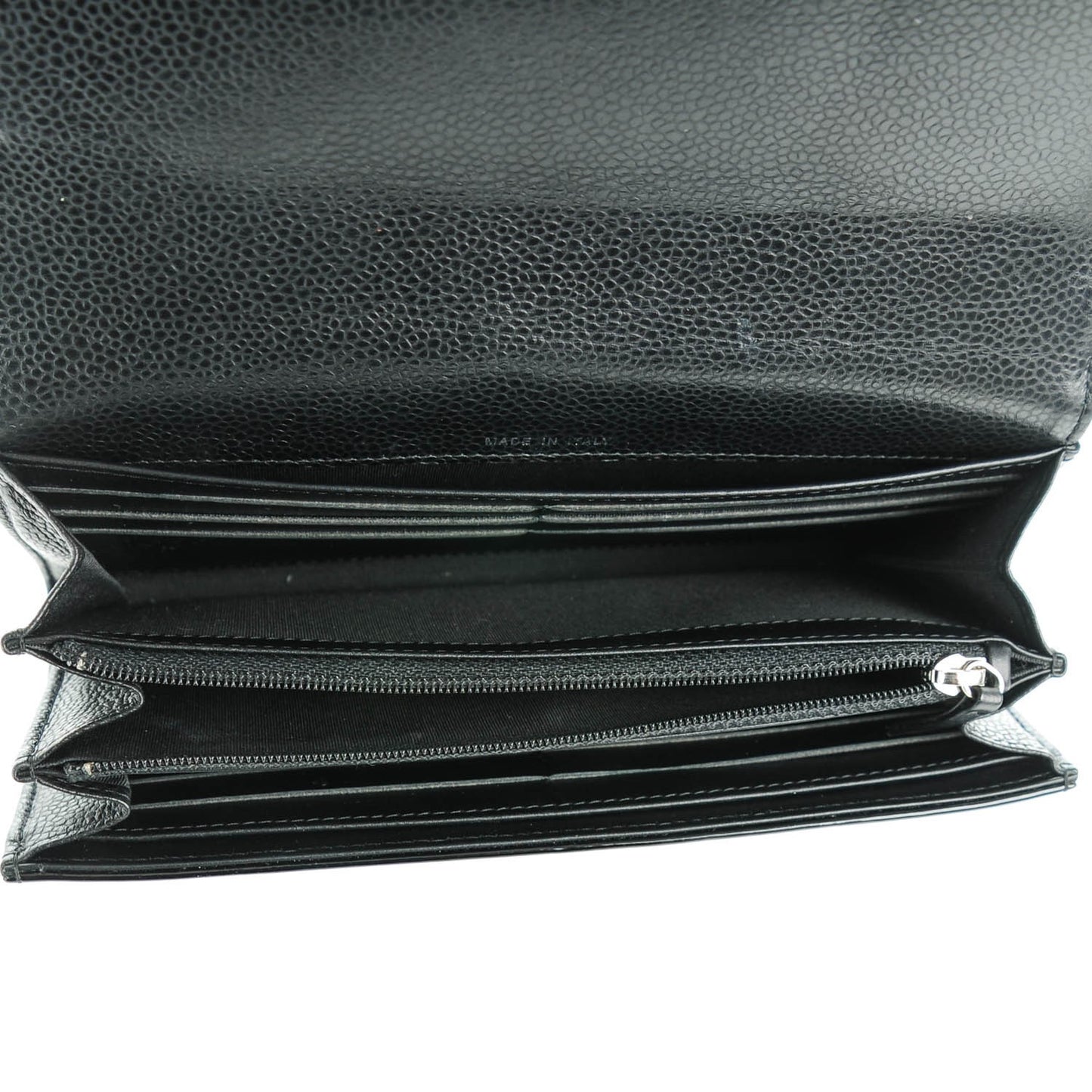 Caviar Patent CC Contour Flap Wallet Black