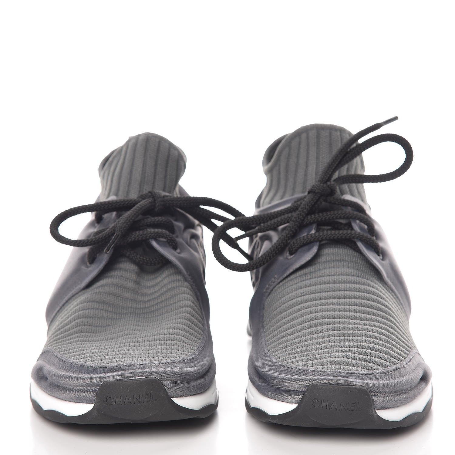 Chanel Stretch Fabric CC Sneakers 35 Grey 2 of 8