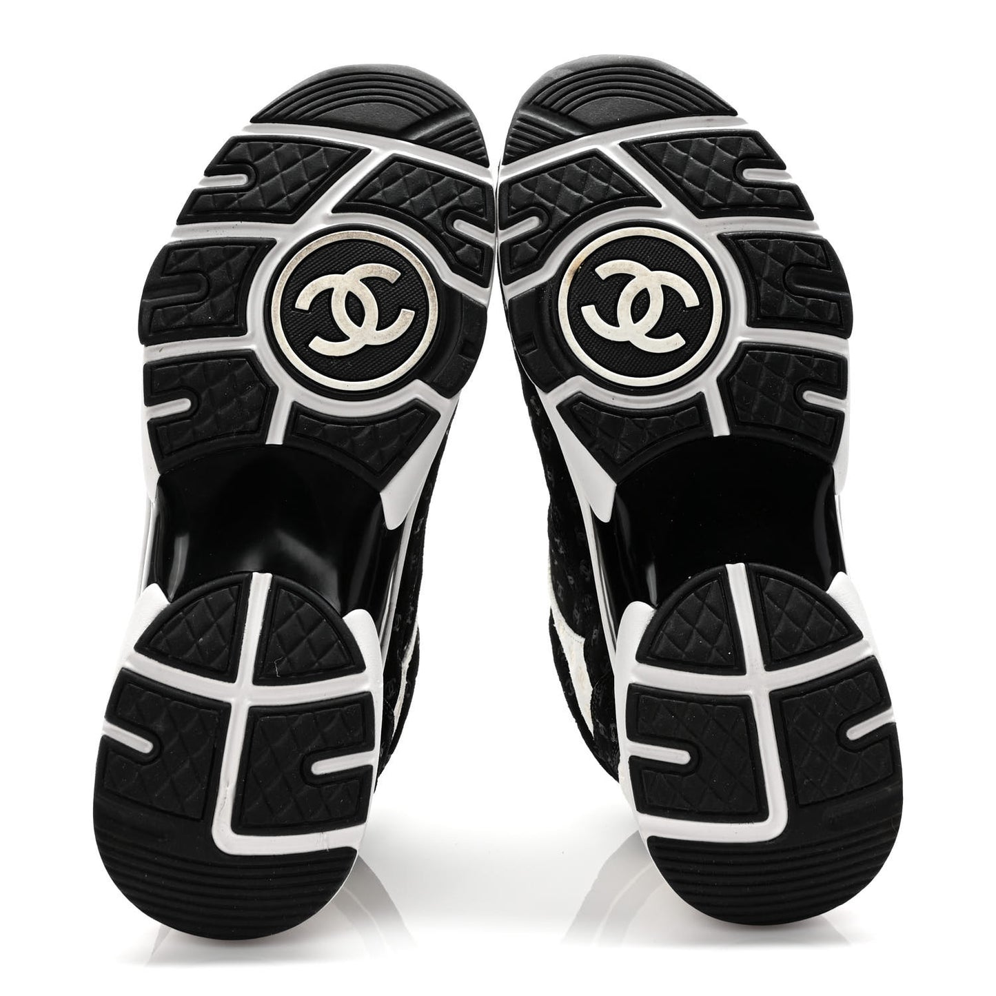 Nylon Suede Calfskin Printed CC Sneakers 38 White Black