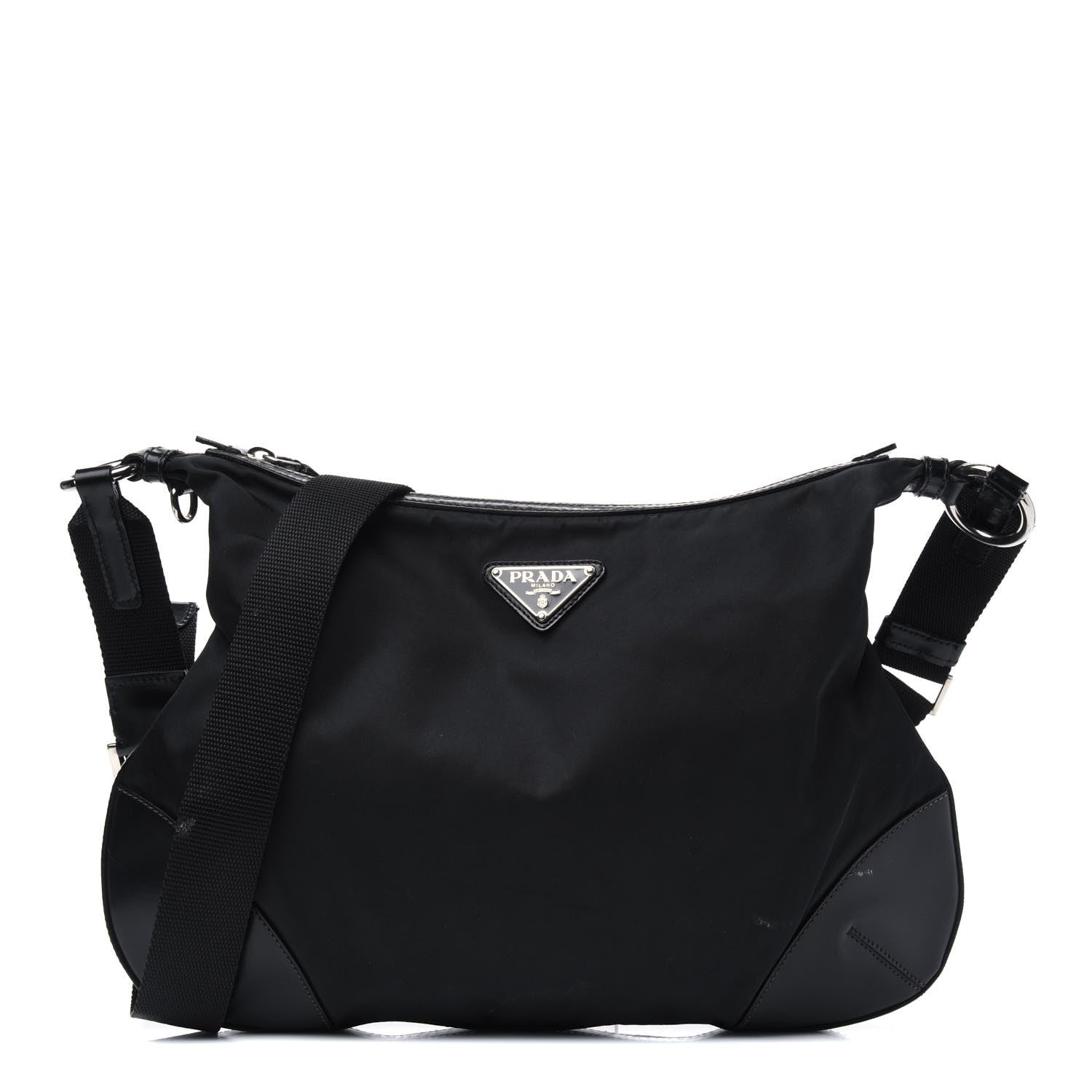 Prada Tessuto Nylon Calfskin Flat Messenger Bag Black 1 of 21