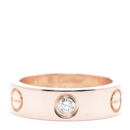 Cartier 18K Pink Gold 3 Diamond 5.5mm LOVE Ring 52 6 1 of 3