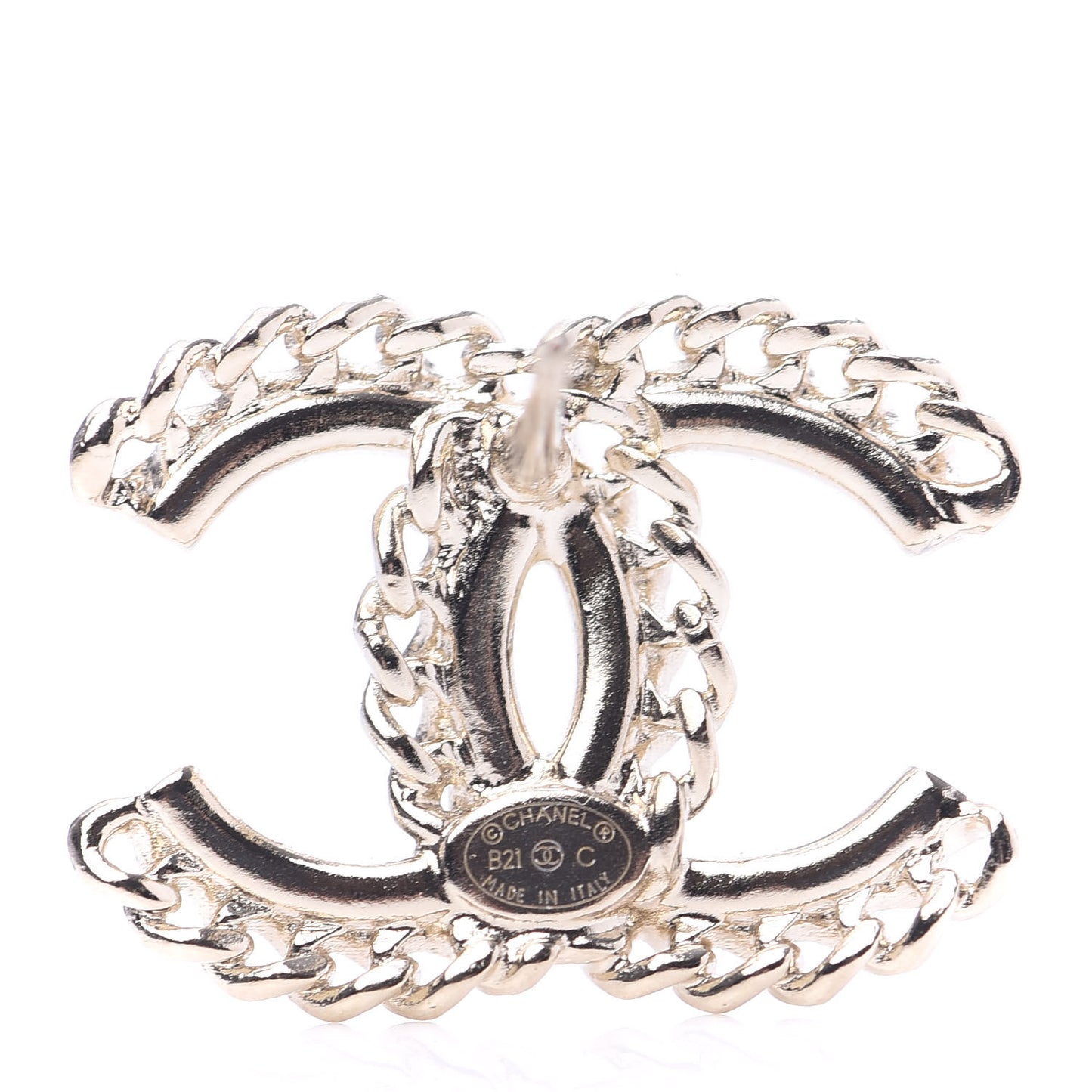 Crystal Chain CC Earrings Gold