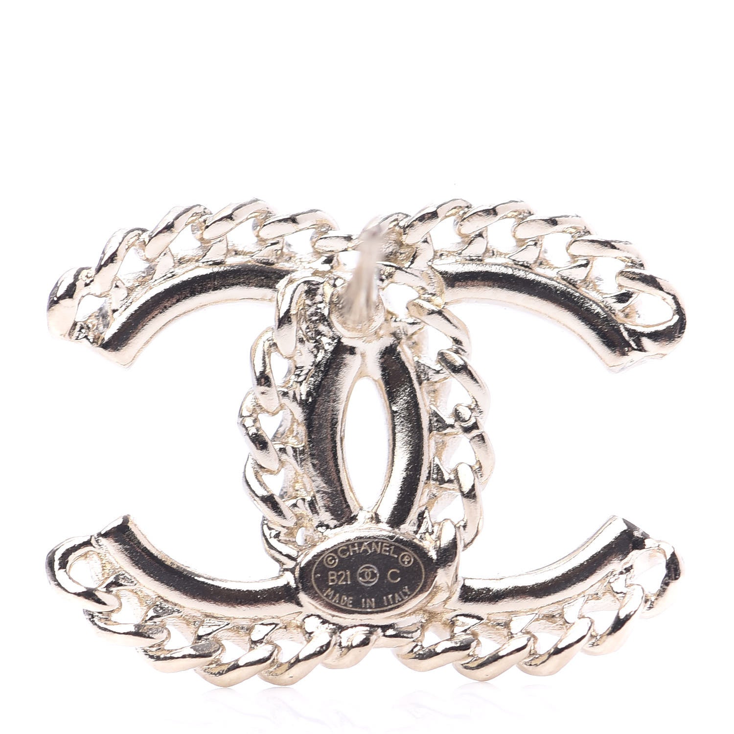 Chanel Crystal Chain CC Earrings Gold 4 of 5