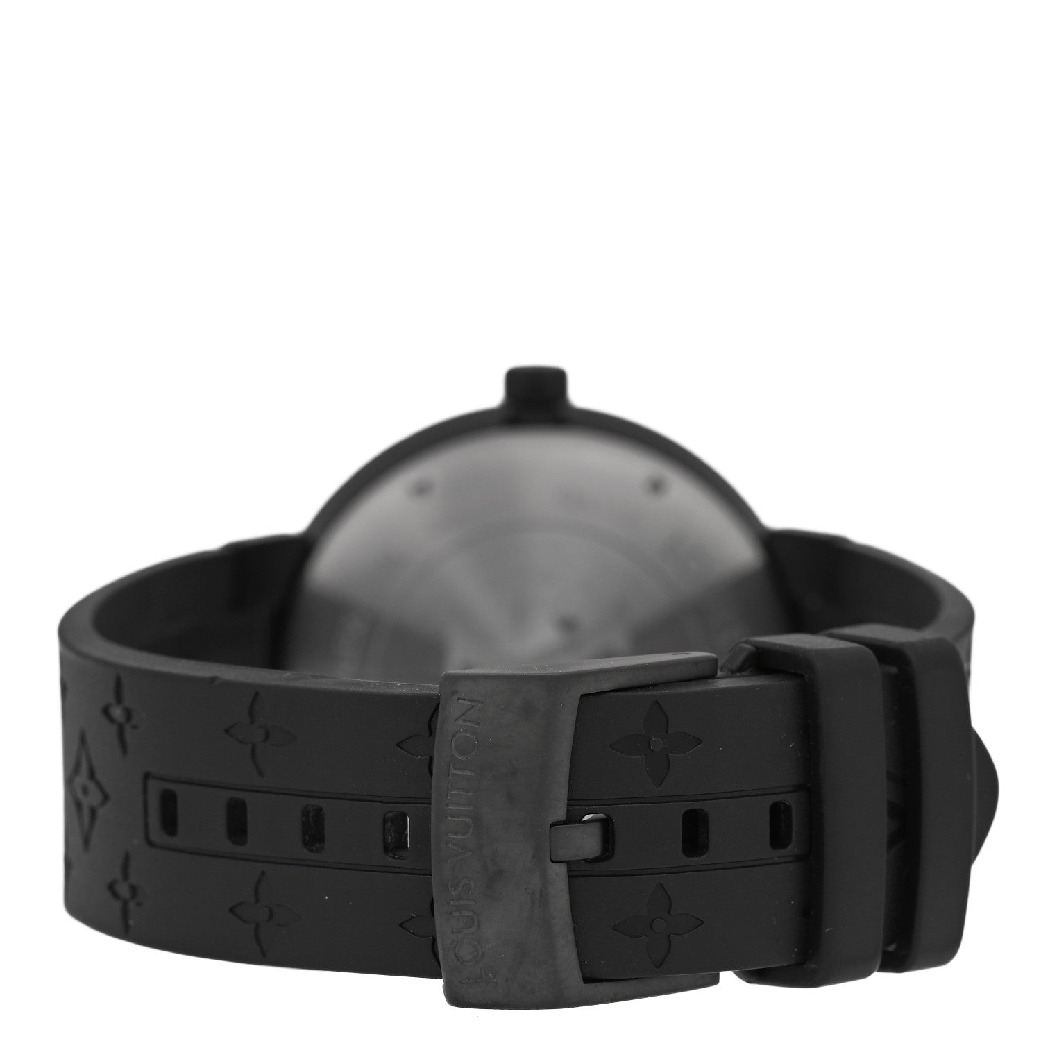 Louis Vuitton Stainless Steel Rubber 39mm Tambour Slim Rainbow Quartz Watch Black 3 of 5