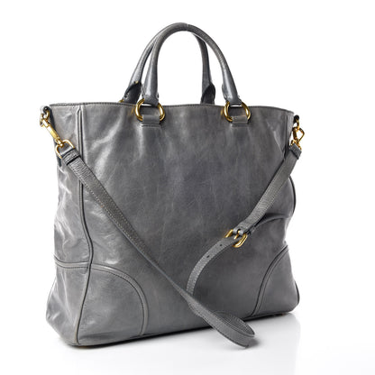 Prada Vitello Shine Tote Blue 3 of 12