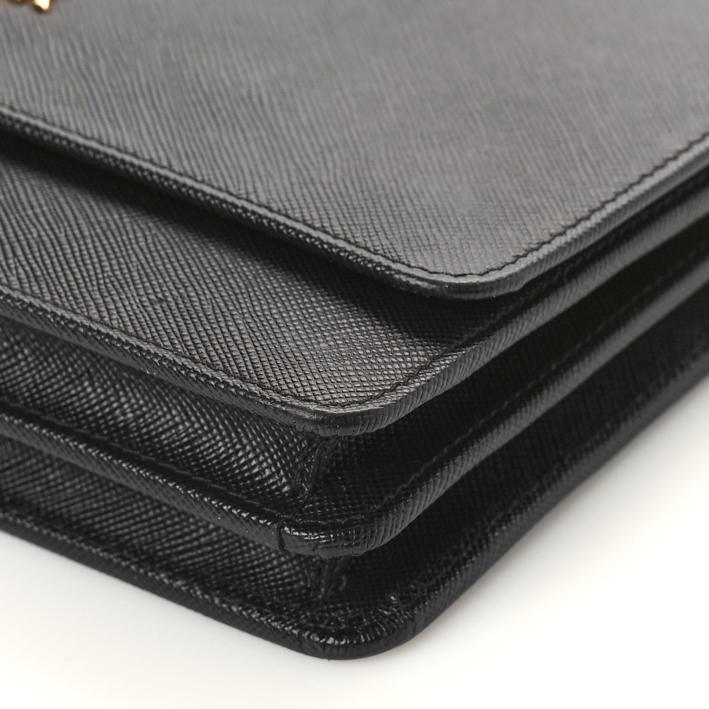 Saffiano Vernice Mini Crossbody Wallet Black