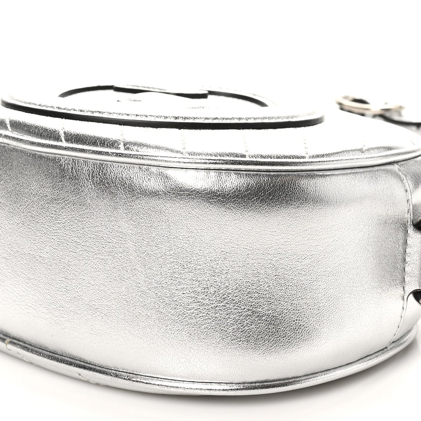 Metallic Sakai Be Green Calfskin Diagonal Stitched Mini Blondie Shoulder Bag Silver
