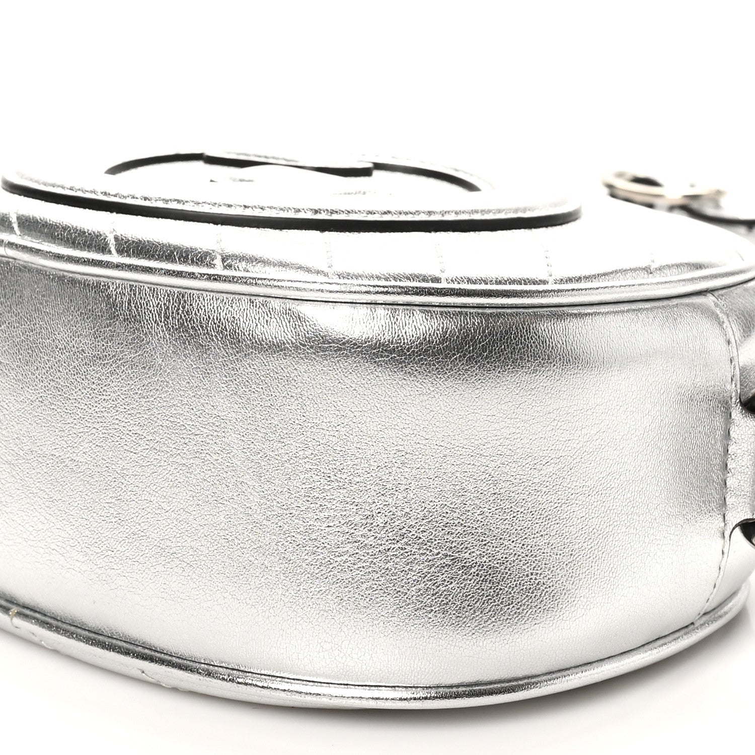 Gucci Metallic Sakai Be Green Calfskin Diagonal Stitched Mini Blondie Shoulder Bag Silver 10 of 10