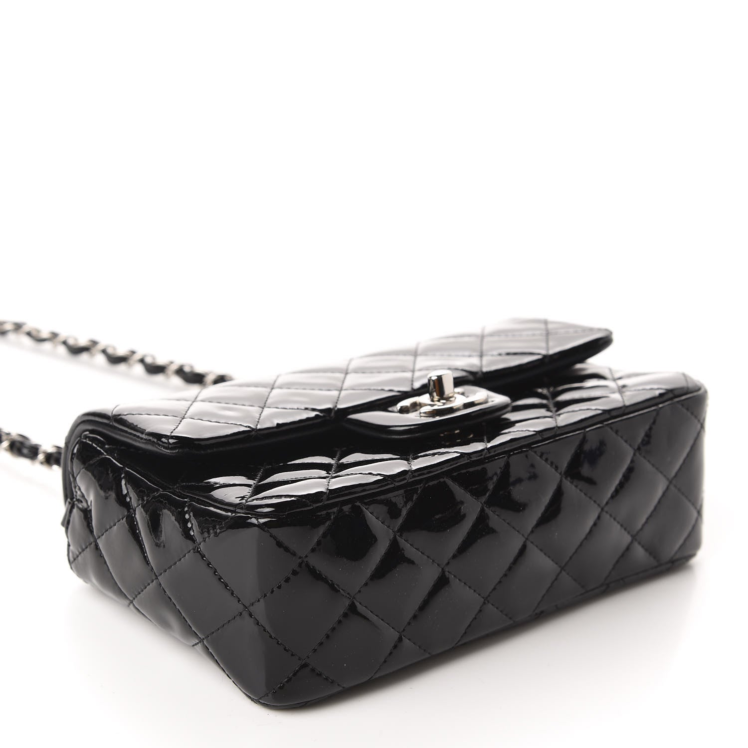 Chanel Patent Calfskin Quilted Mini Rectangular Flap Black 4 of 11