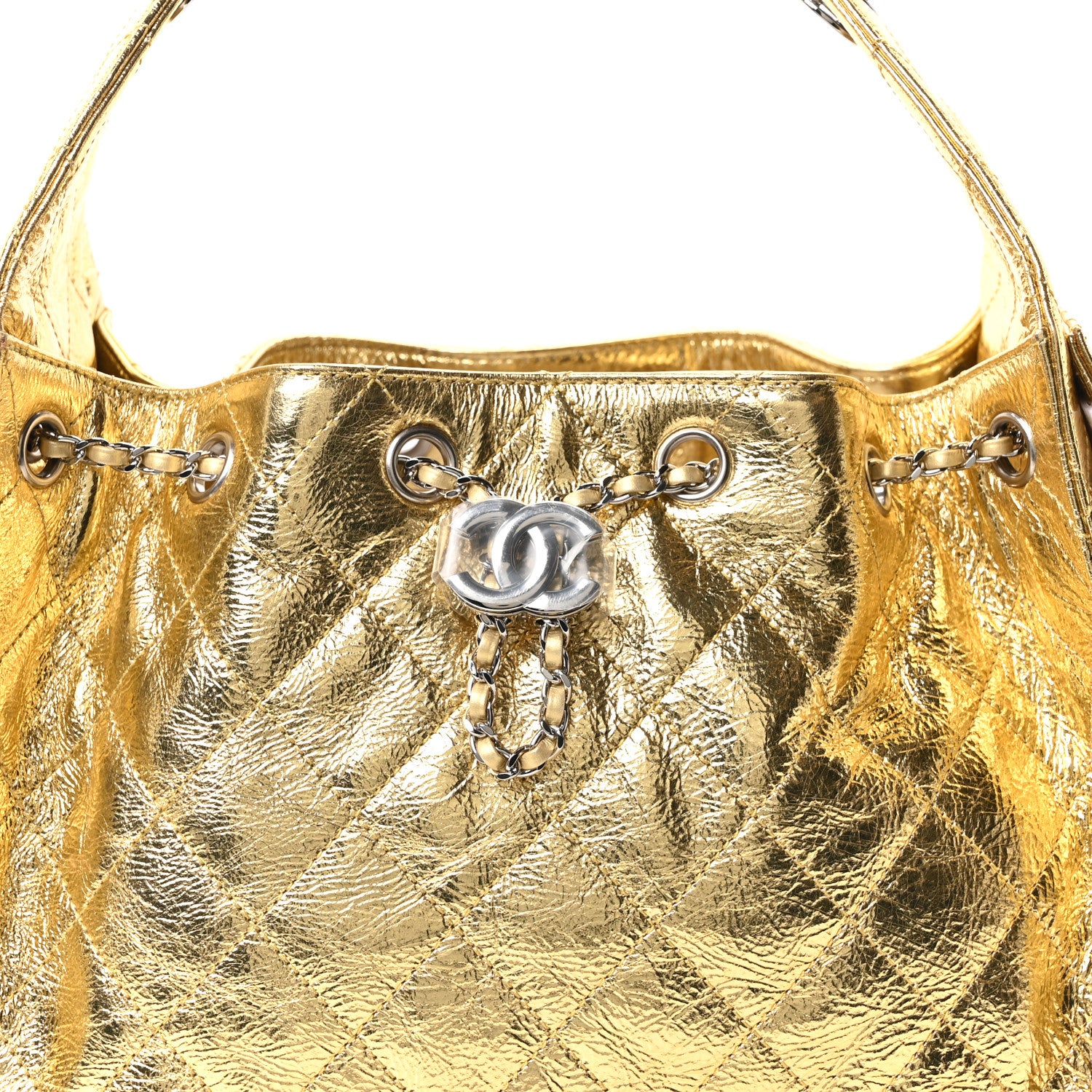 Chanel Metallic Aged Calfskin Quilted Small Chanel 25 Handbag Gold 8 of 11