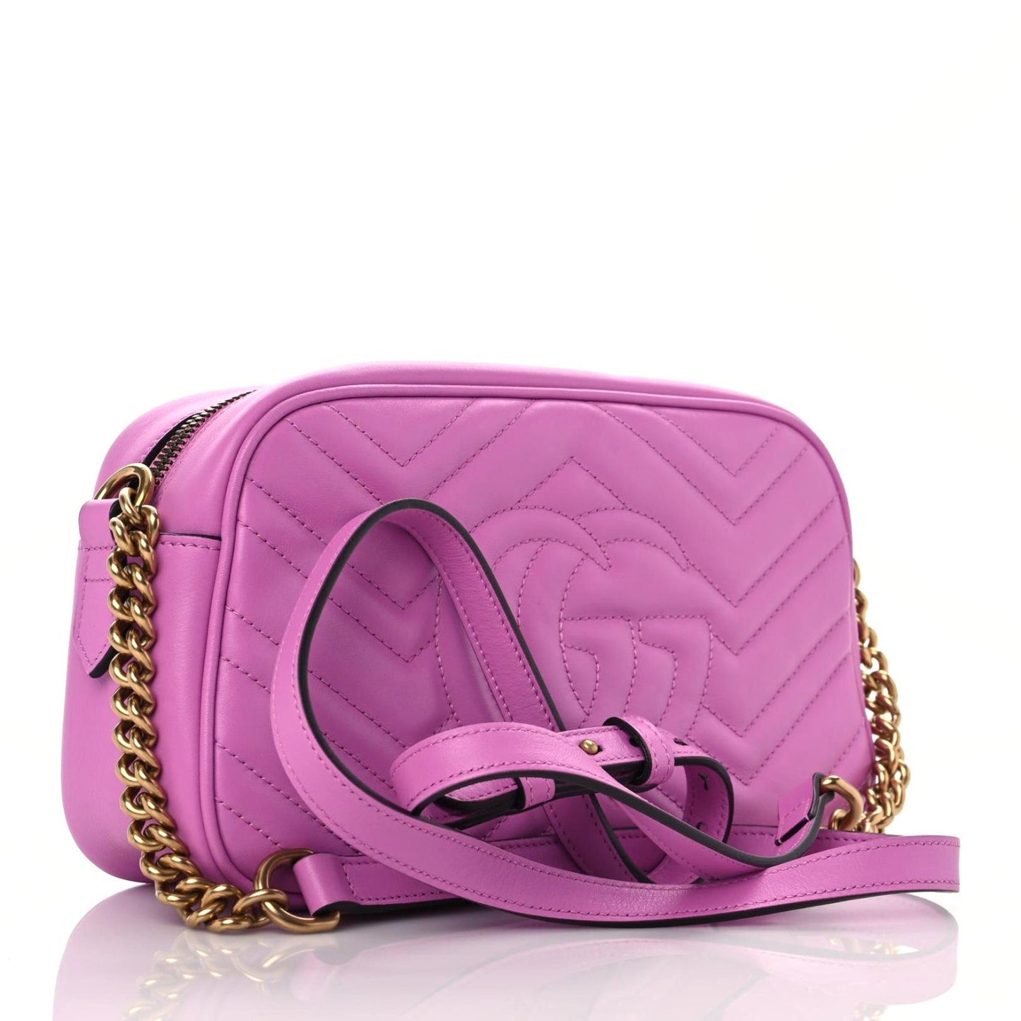 Calfskin Matelasse Small GG Marmont Chain Shoulder Bag Candy Mousse