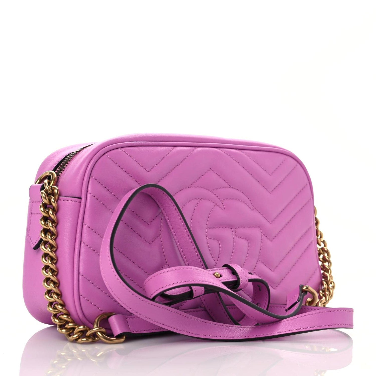 Gucci Calfskin Matelasse Small GG Marmont Chain Shoulder Bag Candy Mousse 3 of 11