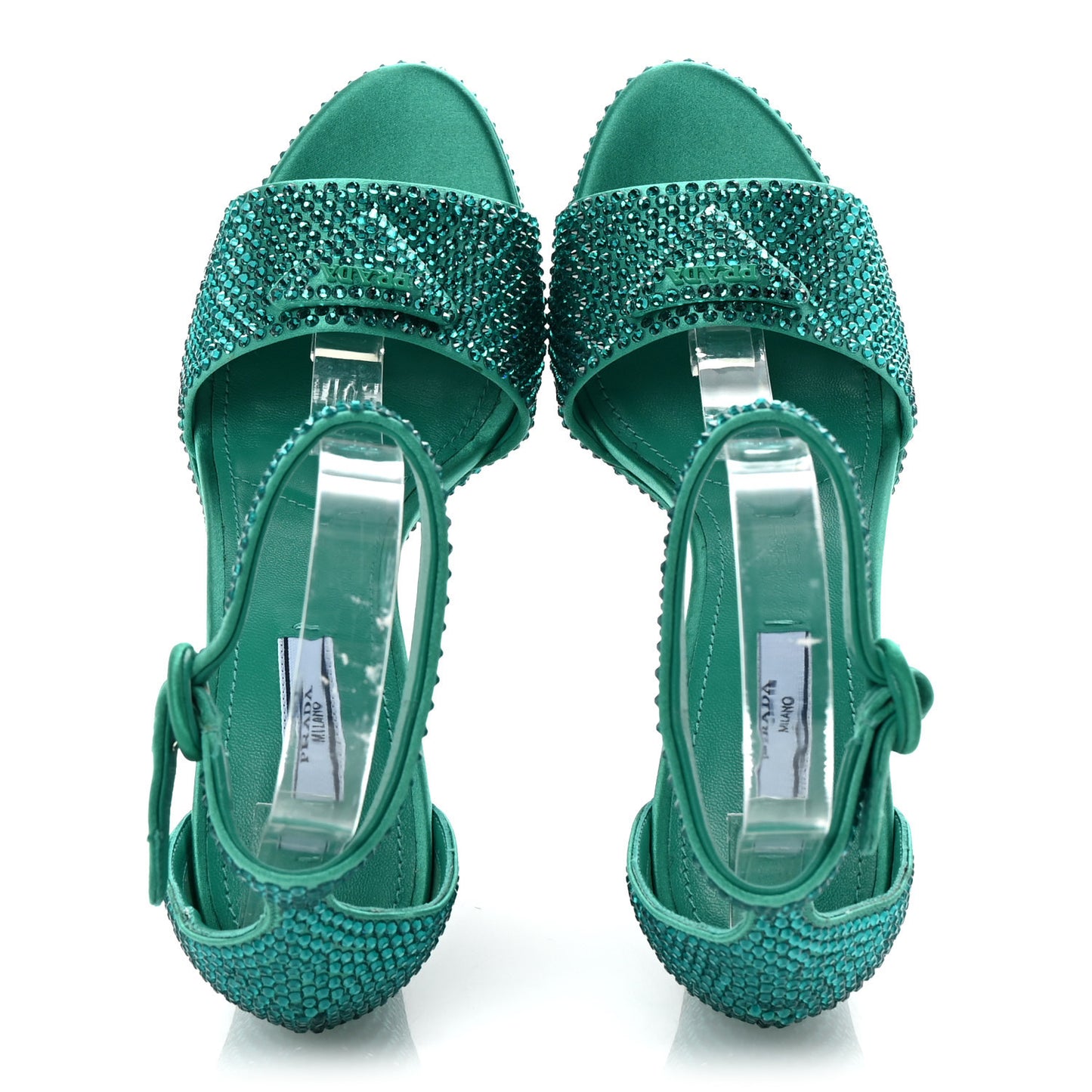 Satin Crystal Triangle Logo 40/135mm Platform Sandals 36.5 Mango