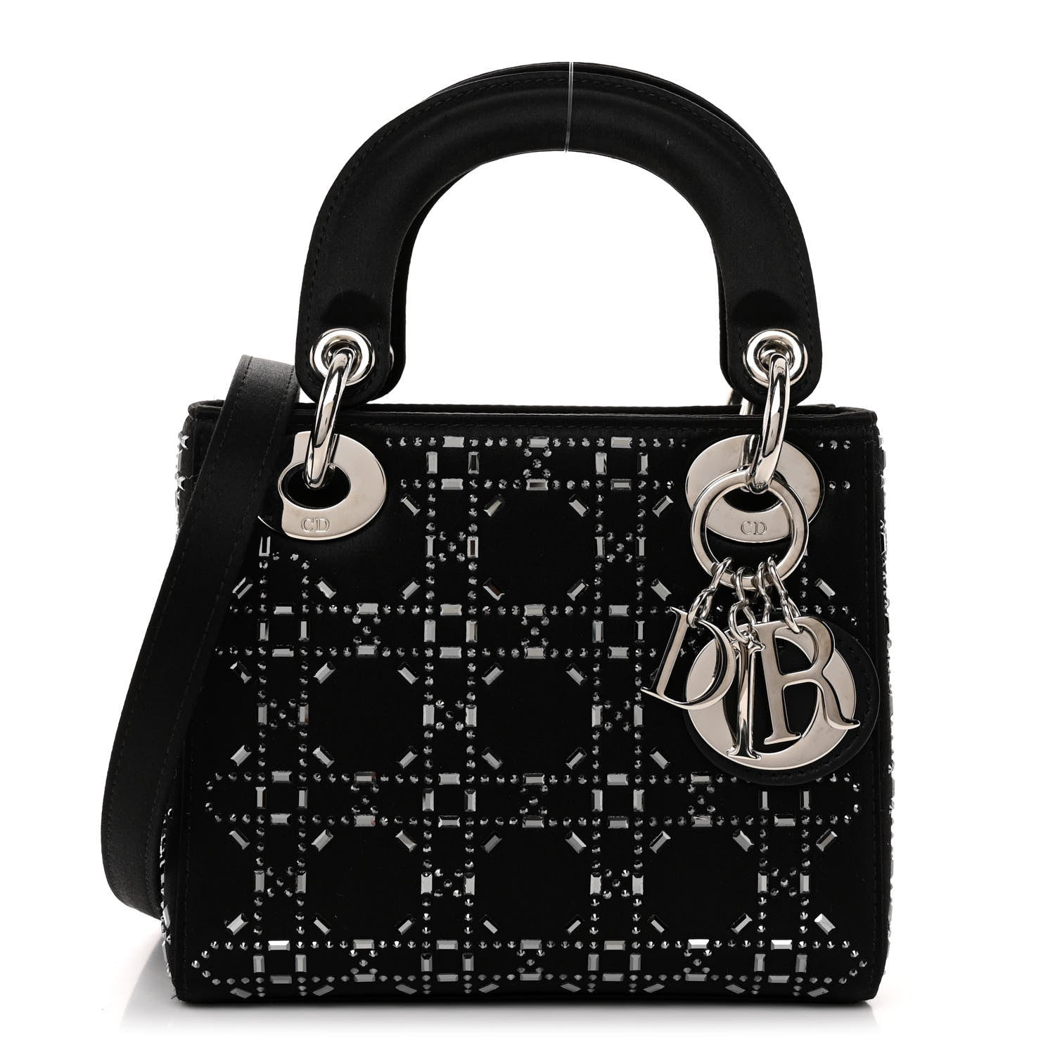 Christian Dior Satin Crystal Cannage Mini Lady Dior Black 1 of 9