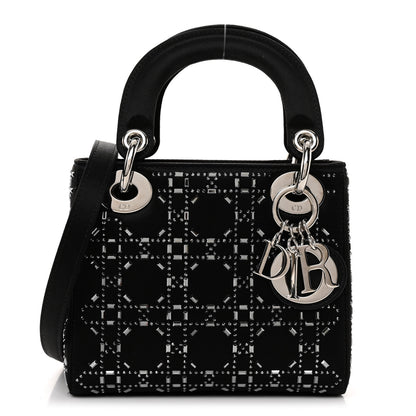 Christian Dior Satin Crystal Cannage Mini Lady Dior Black 1 of 9