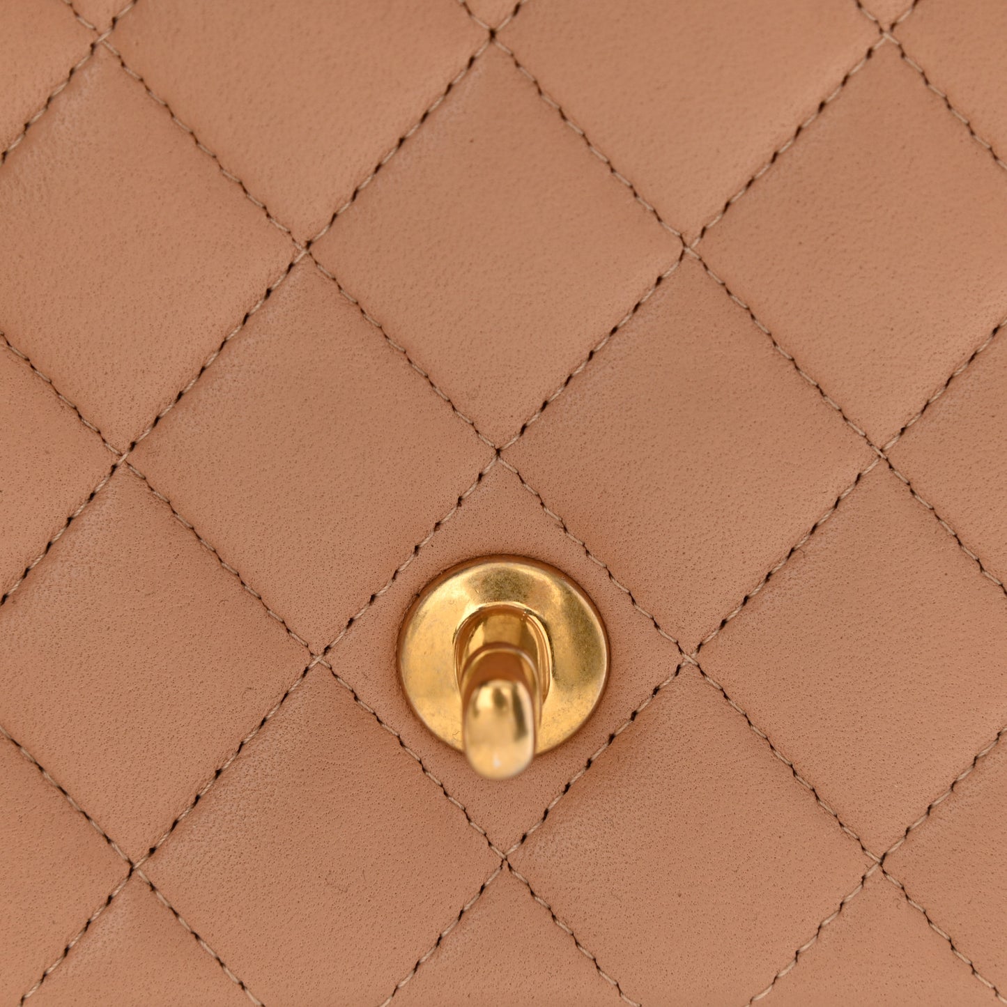 Lambskin Quilted Mini Top Handle Rectangular Flap Beige