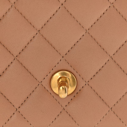 Chanel Lambskin Quilted Mini Top Handle Rectangular Flap Beige 10 of 11