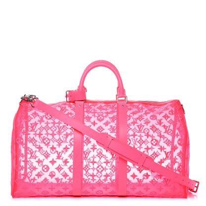 Louis Vuitton Monogram Fluo See Through Keepall Bandouliere 50 Rose 1 of 10