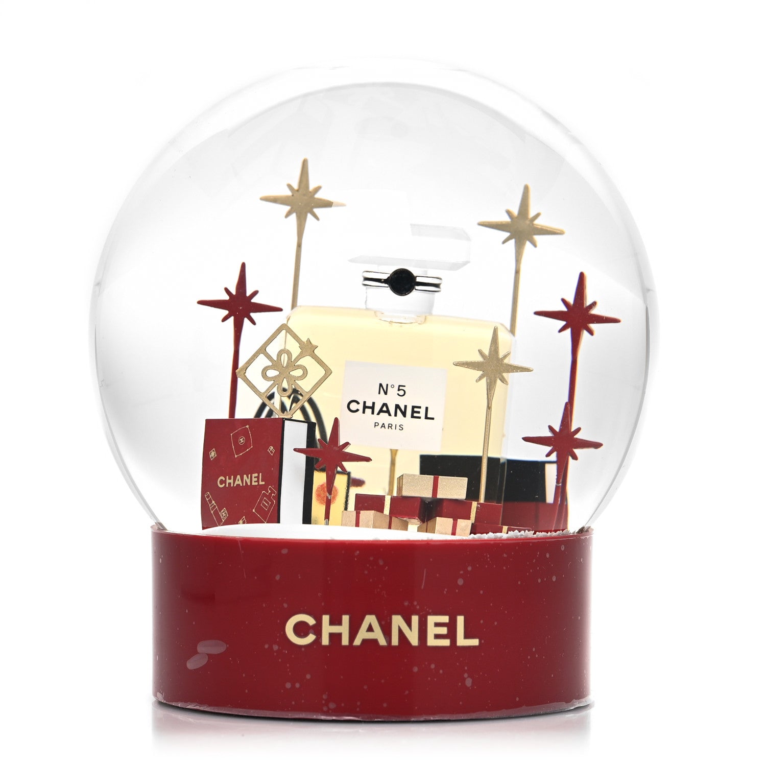 Chanel Glass N°5 Perfume Bottle Snow Globe Red 1 of 7