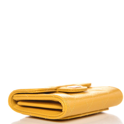 Chanel Caviar Quilted Flap Card Holder Wallet Yellow 4 of 8