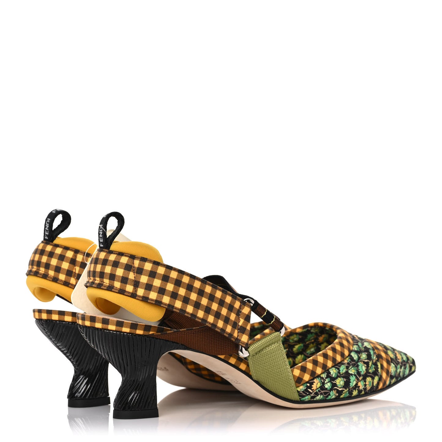 Cotton Printed Colibri 85mm Slingback Pumps 38 Moro Sunflower