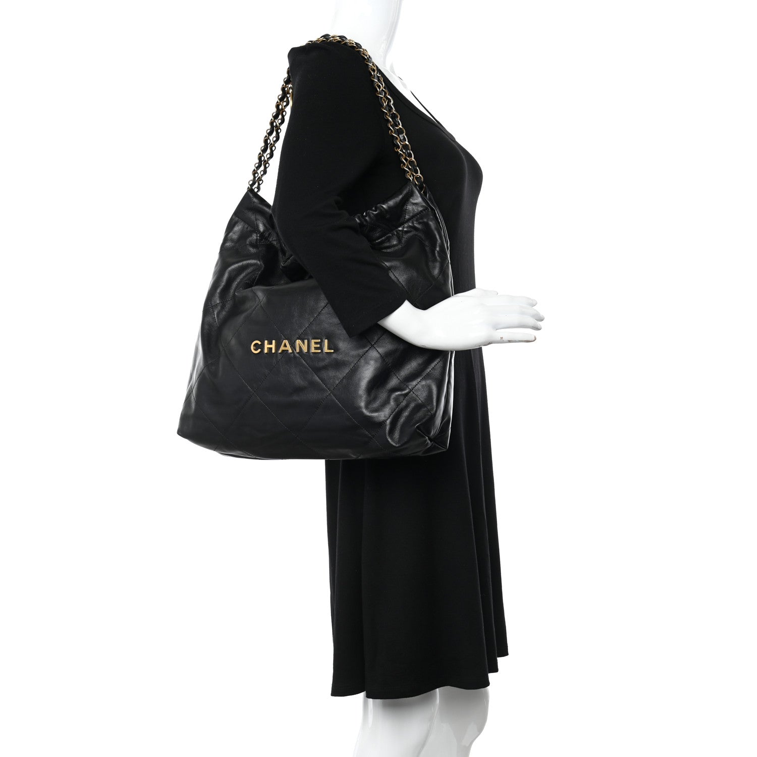 Chanel Shiny Calfskin Quilted Small Chanel 22 Black 2 of 12