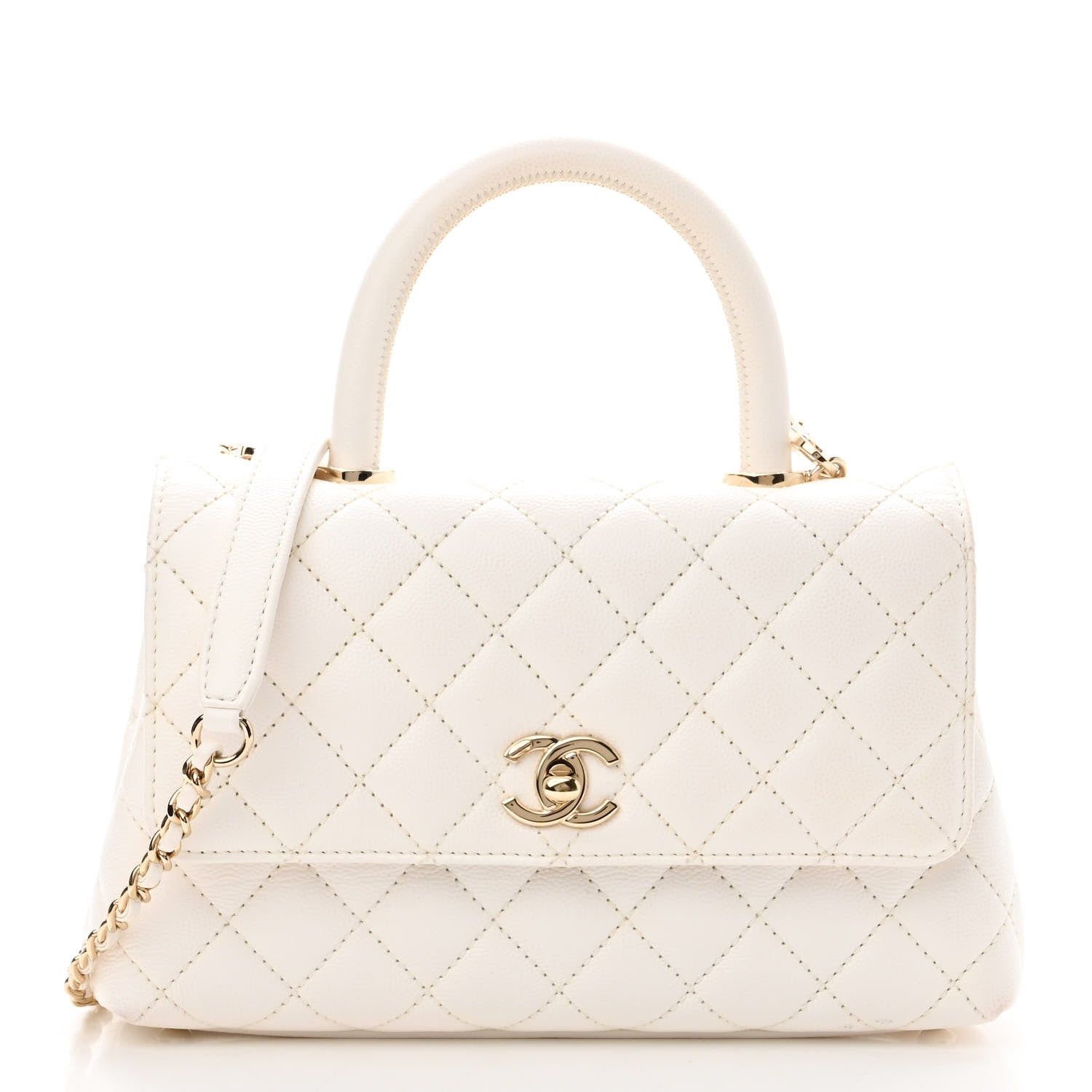Chanel Caviar Quilted Mini Coco Handle Flap White 1 of 14