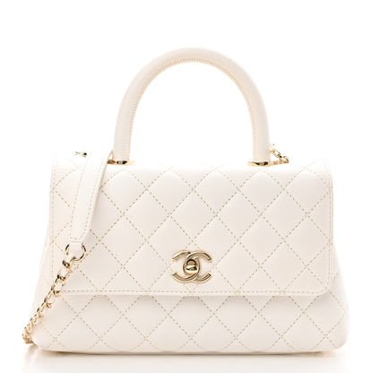 Chanel Caviar Quilted Mini Coco Handle Flap White 1 of 14