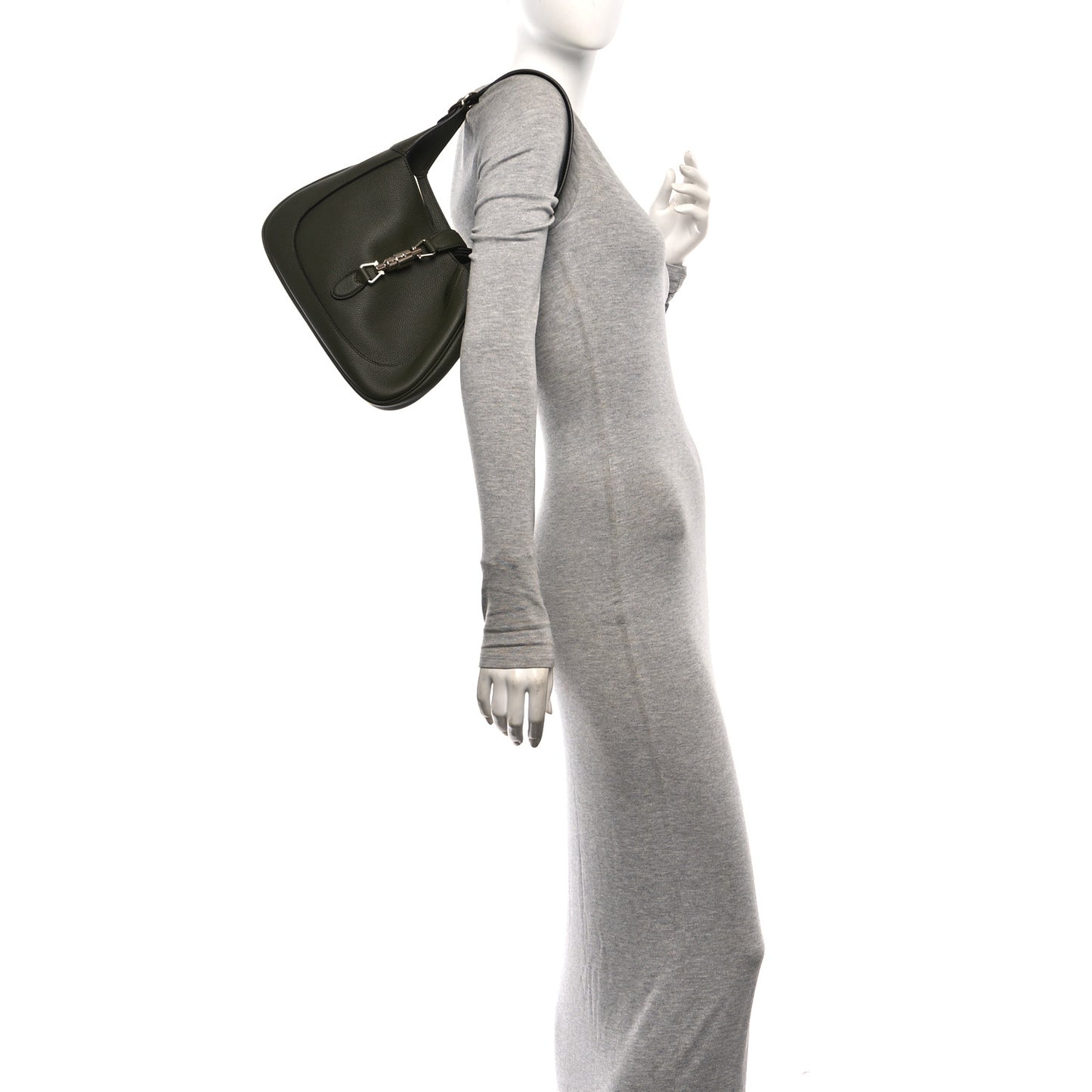 Grand Prix Calfskin Web Medium Jackie 1961 Hobo Dark Green