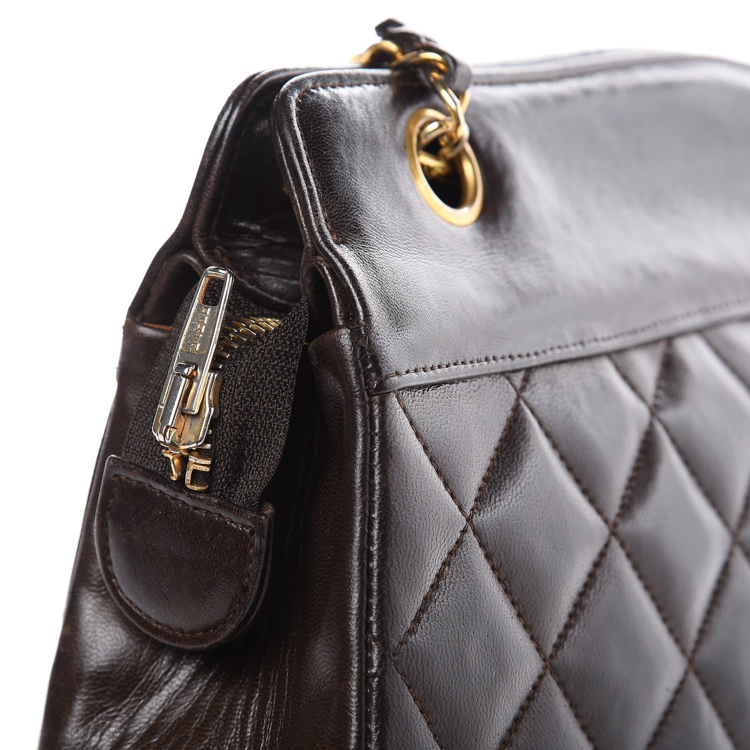 Chanel Lambskin Quilted Shoulder Bag Dark Brown 16 of 17
