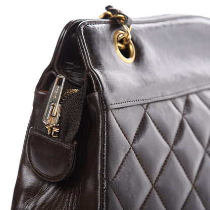Chanel Lambskin Quilted Shoulder Bag Dark Brown 16 of 17