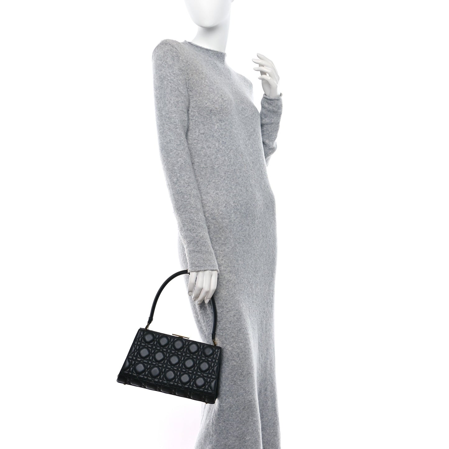 Calfskin Cannage Frame Bag Black