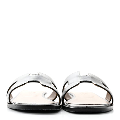 Hermes Box Calfskin Oran Sandals 38 Black 2 of 14
