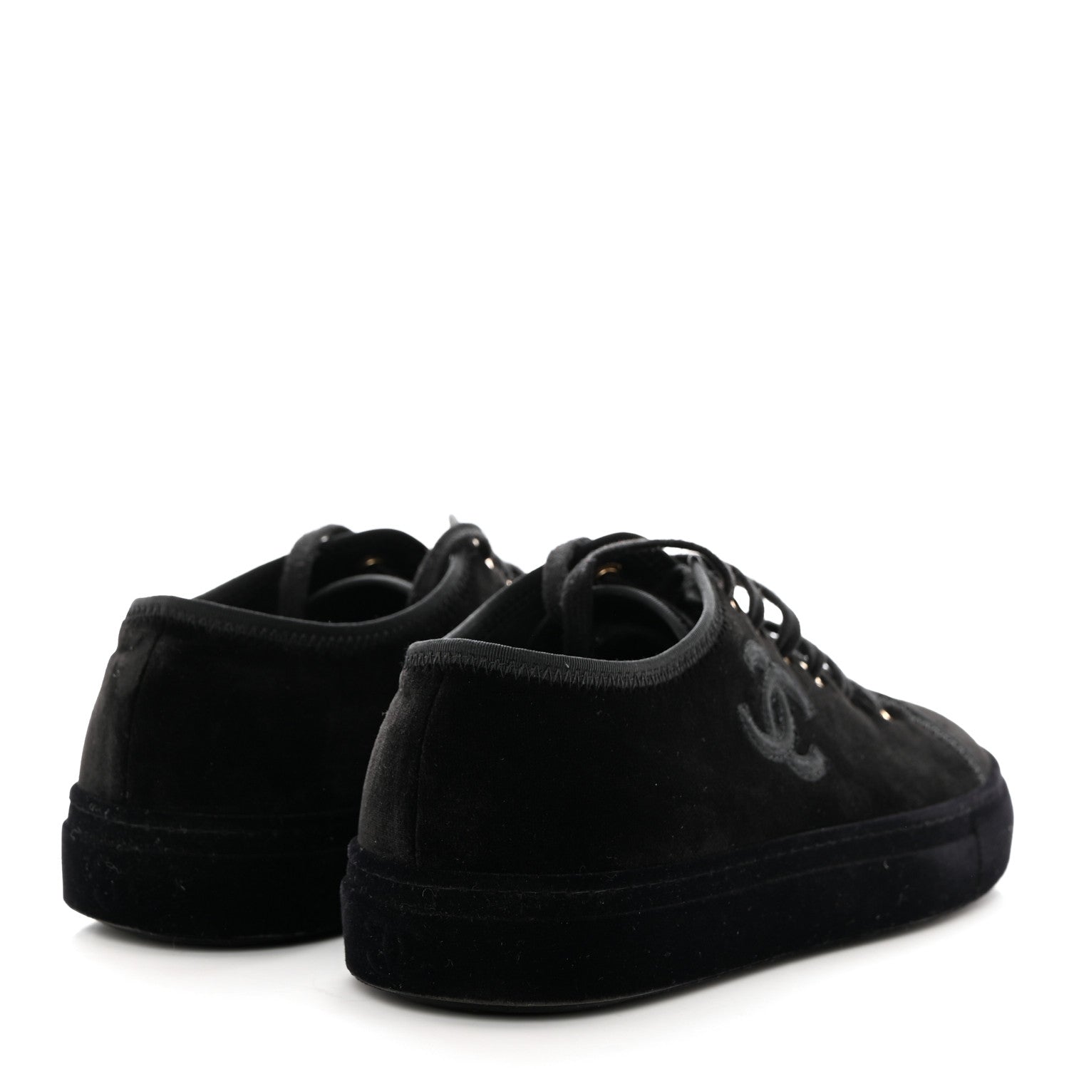 Chanel Velvet Womens CC Sneakers 35 Black 4 of 9