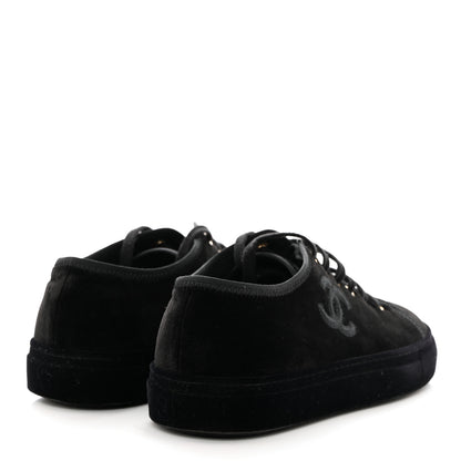 Chanel Velvet Womens CC Sneakers 35 Black 4 of 9