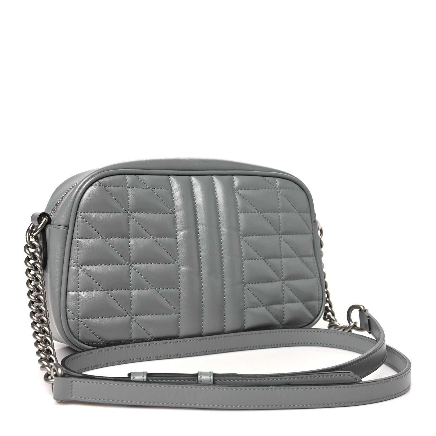 Gucci Calfskin Matelasse Aria Small GG Marmont Chain Shoulder Bag Deep Grey 3 of 11