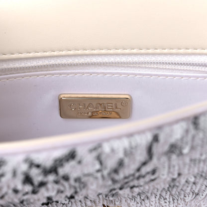 Chanel Sequin Logo Mini Rectangular Flap White Black 7 of 11