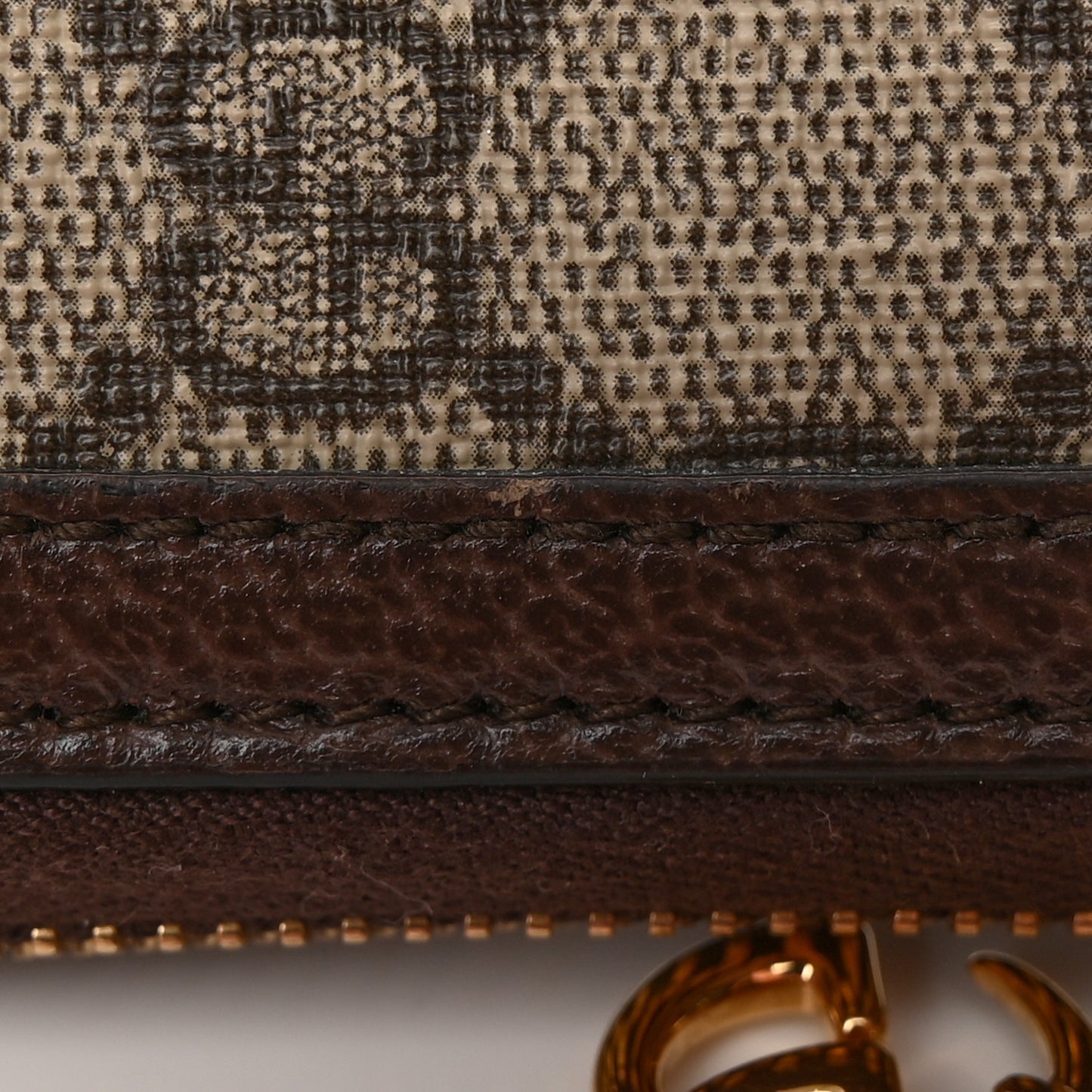 GG Supreme Monogram Web Ophidia Zip Around Wallet Brown