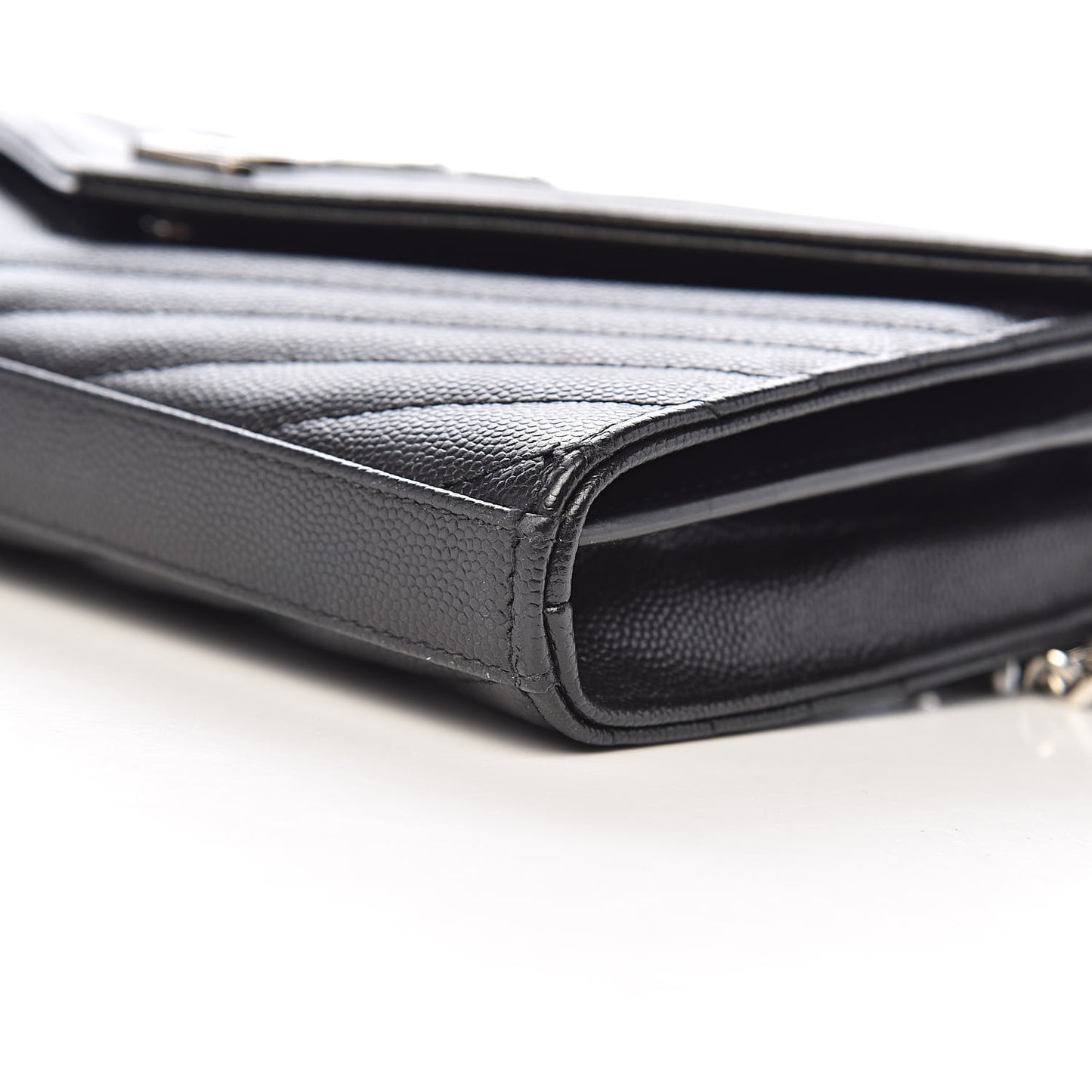 Grain De Poudre Matelasse Chevron Monogram Chain Wallet Black
