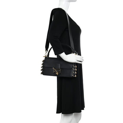 Fendi X VERSACE Vitello Seta Fendace Brooch Baguette Black 2 of 9