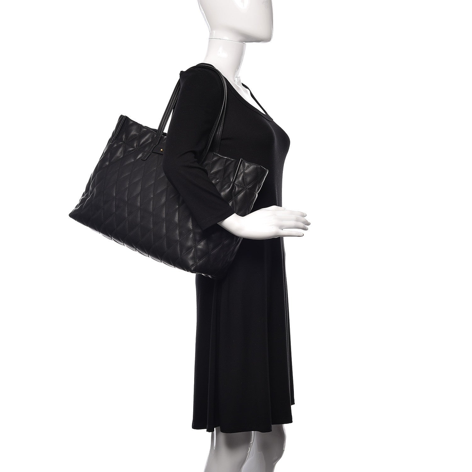Givenchy Rubber Effect Canvas Quilted Duo Shopper Tote Black 2 of 11