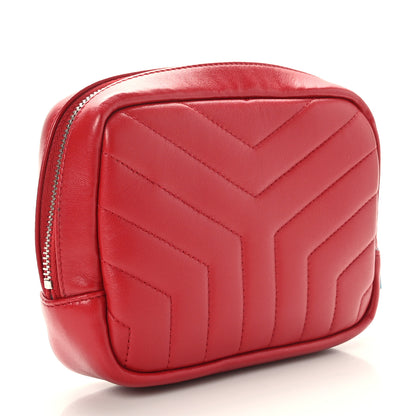 Saint Laurent Lambskin Y Quilted Monogram Loulou Cosmetic Case Rouge Orient 3 of 9