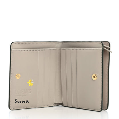 Loewe X SUNA FUJITA Satin Calfskin Panda Compact Zip Wallet Bottle Green 5 of 8