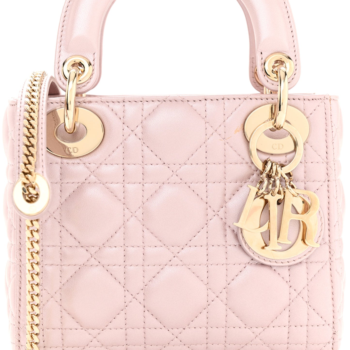 Metallic Lambskin Cannage Mini Lady Dior Lotus