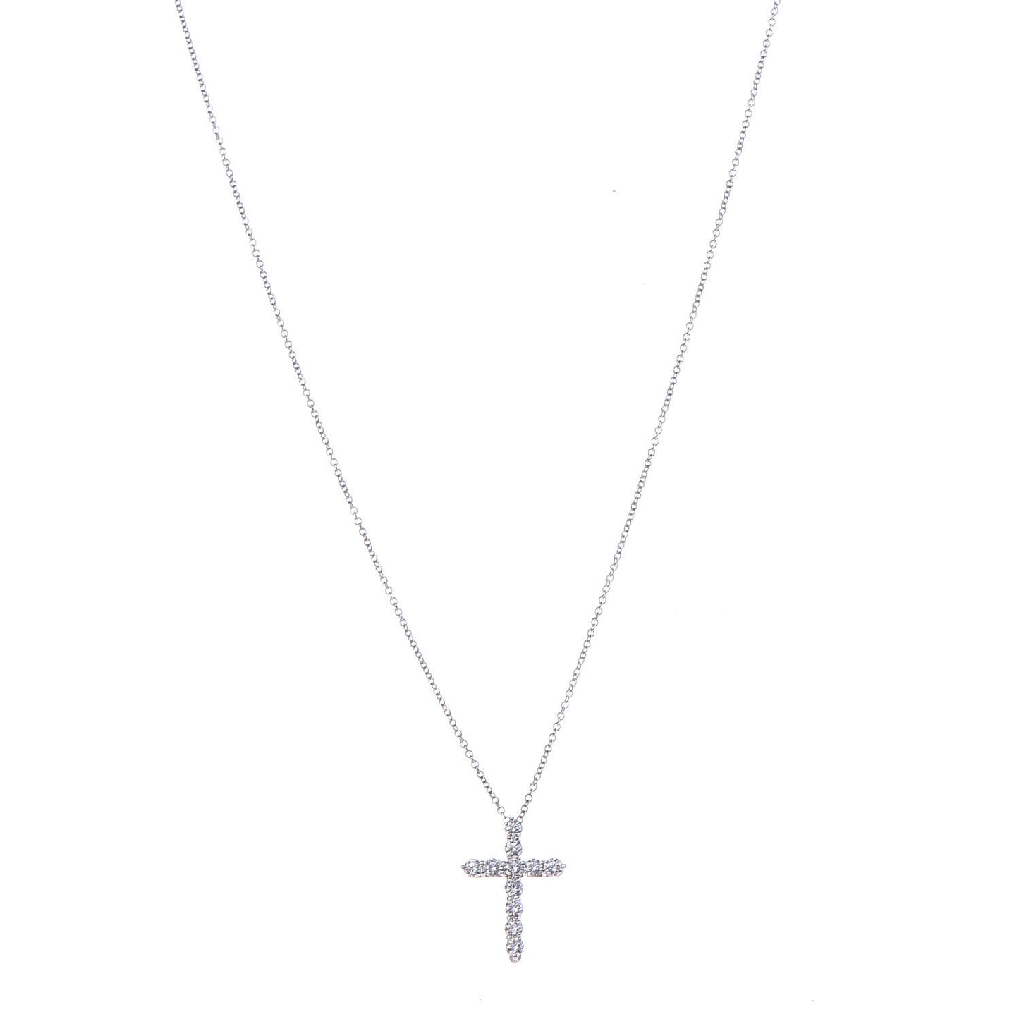 Platinum Diamond Small Cross Pendant Necklace
