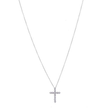 Tiffany Platinum Diamond Small Cross Pendant Necklace 1 of 5