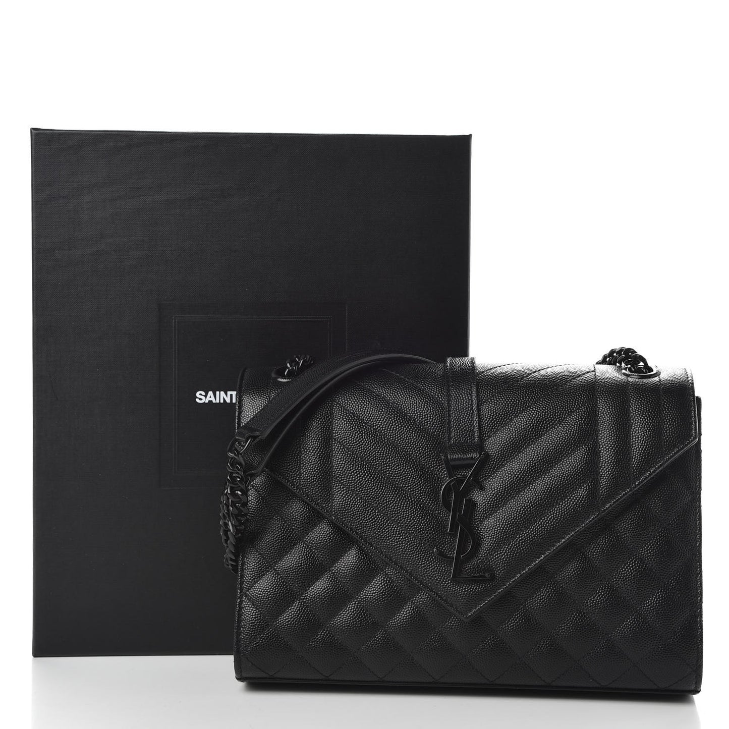 Grain De Poudre Textured Mixed Matelasse Triquilt Medium Monogram Satchel Black