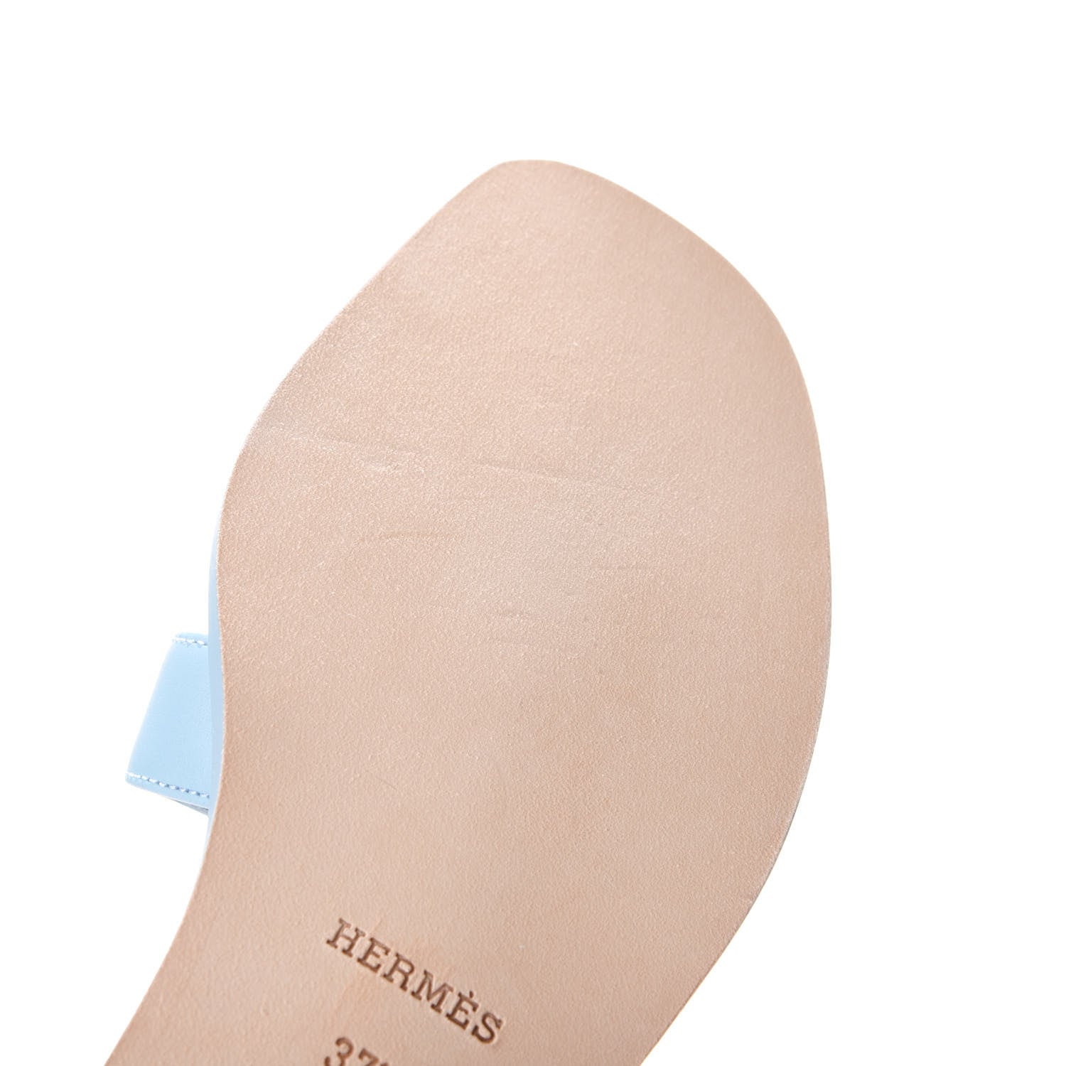 Hermes Calfskin Oran Sandals 37.5 Bleu Dorset 8 of 11